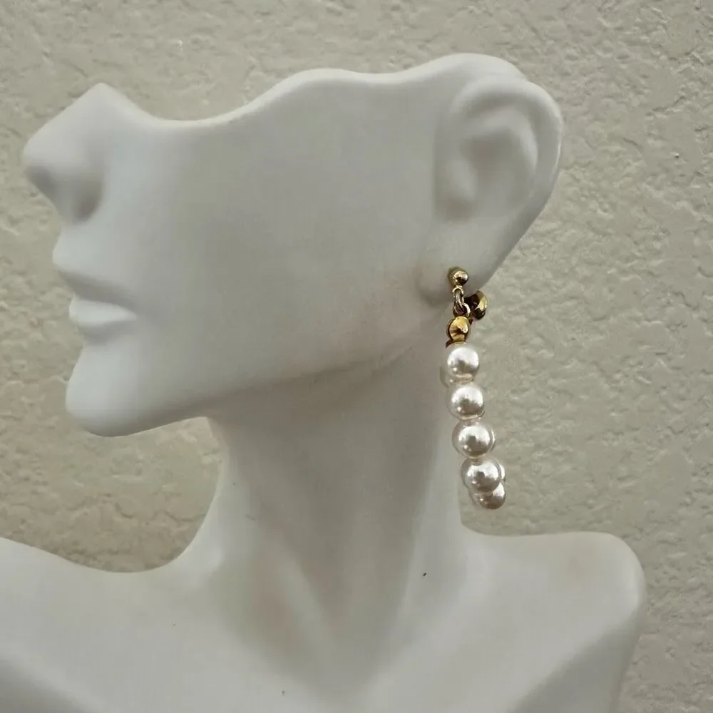 Faux pearl hoop earrings
